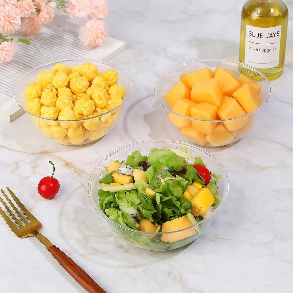 100 Pack 12 oz Clear Plastic Bowls Disposable Ice Cream Dessert Serving Salad Hard Small Bowls for Party Catering Fruits Parfaits Snacks