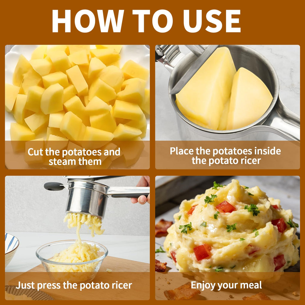 Roryimke 15oz Potato Ricer Heavy Duty Stainless Steel 3 Interchangeable Discs Potato Masher Spaetzle Maker with Silicone Handle Kitchen Tool Perfect Ricer for Mashed Potatoes