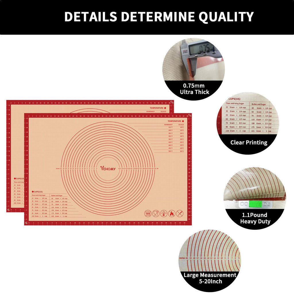 Extra Large Silicone Pastry Mat for Counter Rolling Dough,36x24 Inch,0.75mm Thick,Non Slip Silicone Baking Mat with Measurement (36 x 24 in)