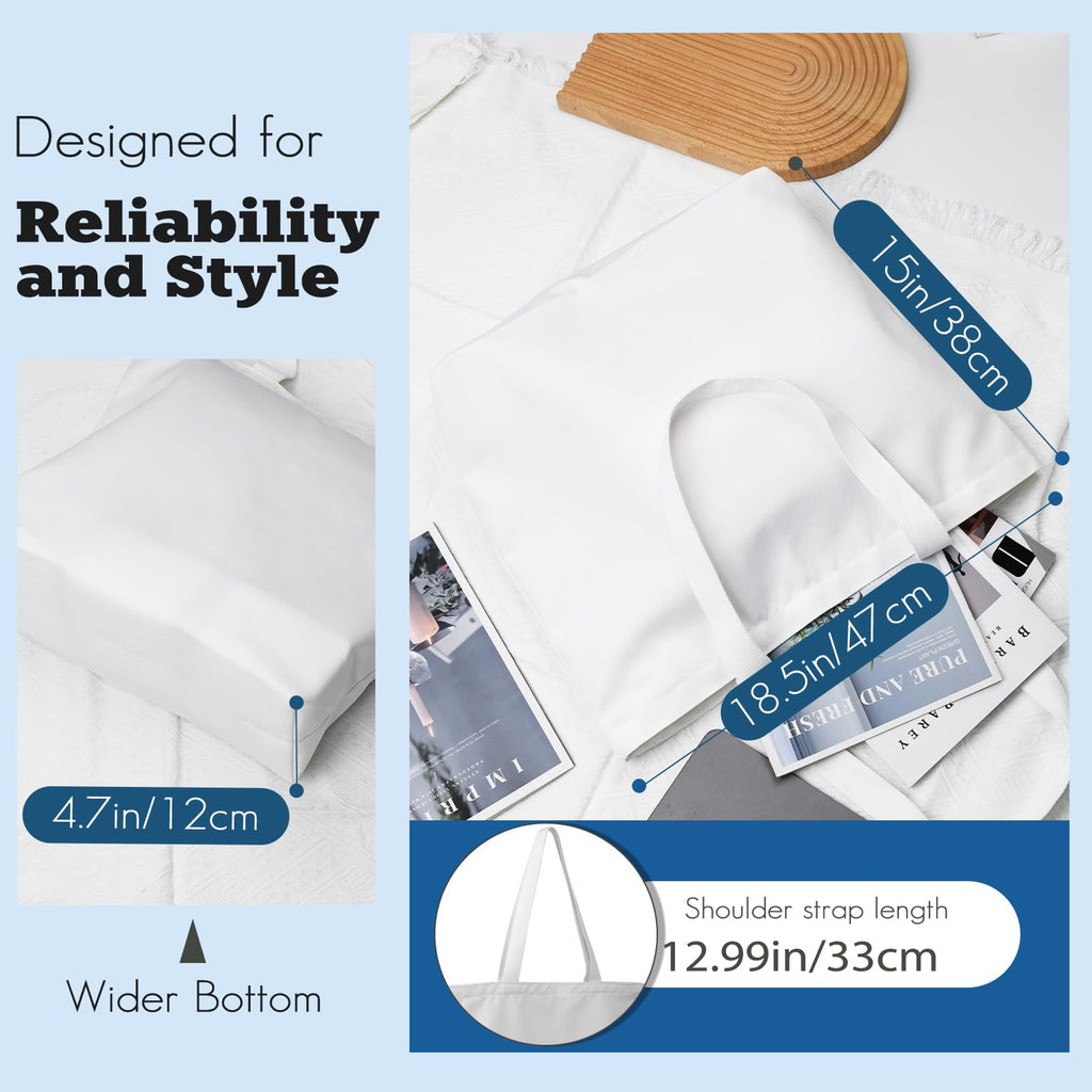 5 Pack Sublimation Tote Bags Blanks - 12oz Heavy-Duty 100% Polyester with Zipper, Long Handles (18.5"x15"x4.7"), Reusable for DIY, Heat Transfer, Gym, Travel, Business Branding