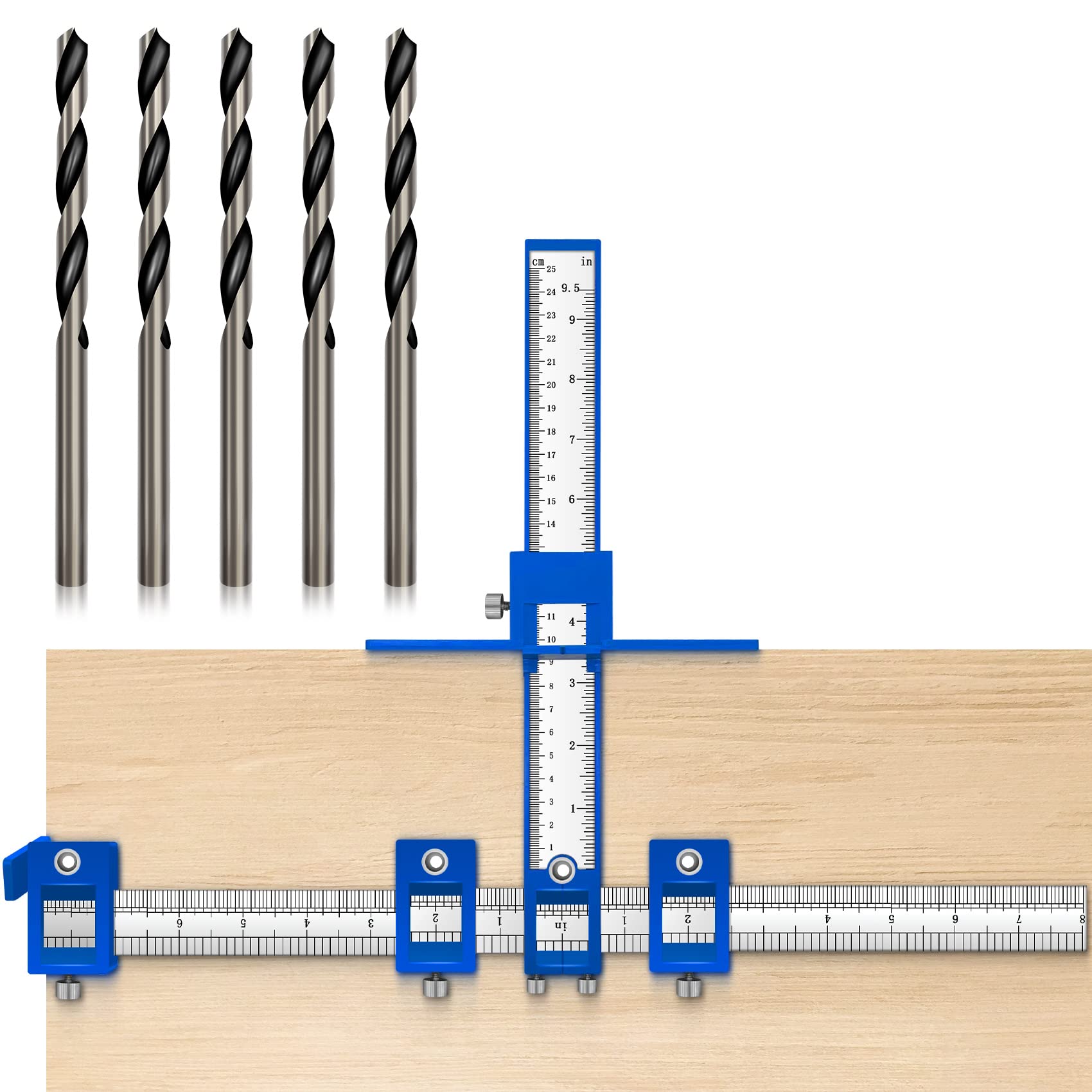 Holimax Punch Locator,Cabinet Hardware Jig, Drill Guide Jig Adjustable Cabinet Handle Template Tool,Guide Sleeve Power Tools,Cabinet and Woodworking Drilling for Knobs and Pulls