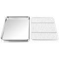 Toaster Oven Pan and Rack Set, P&P CHEF Toaster Oven Tray with Broiler Rack, Rectangle 12.5’’x9.7’’x1’’, Non Toxic & Healthy, Heavy Duty & Rust Free - Dishwasher Safe