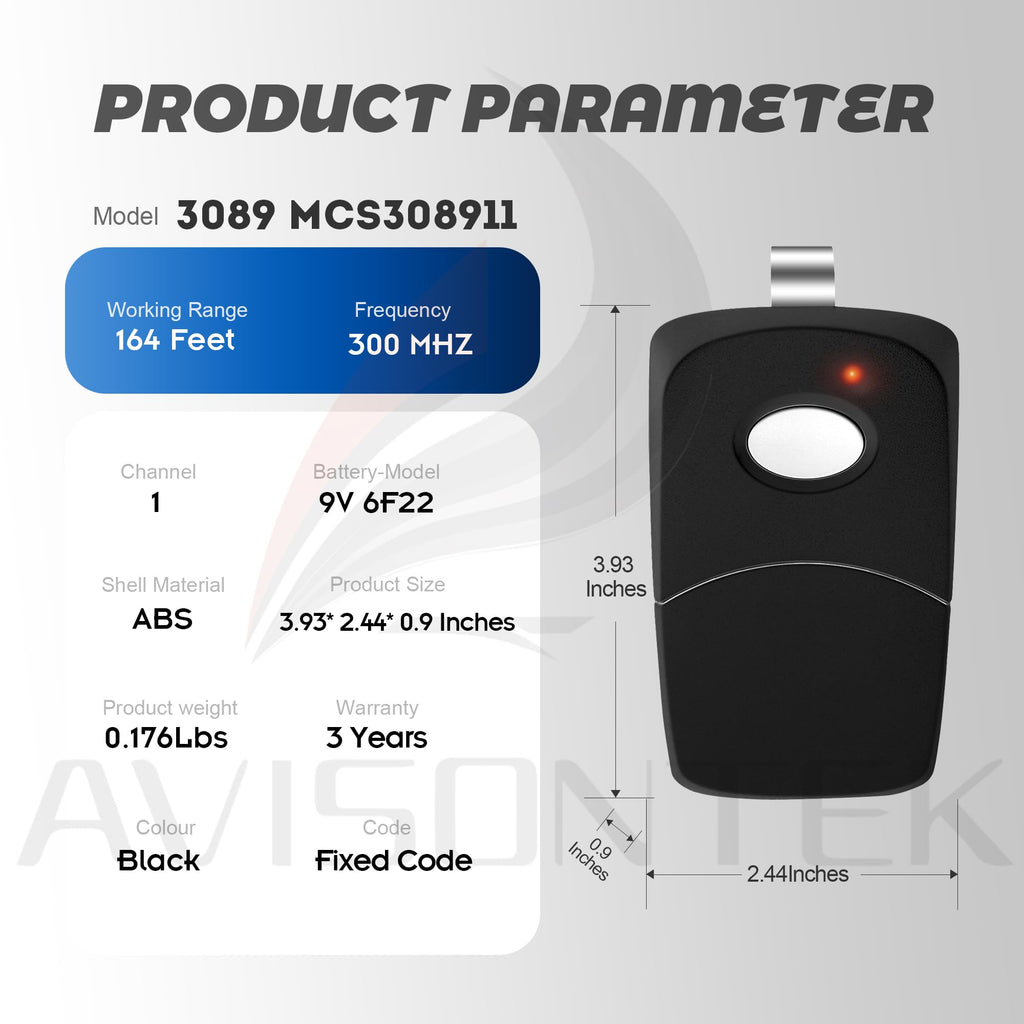 2 X Multi-Code 3089 MultiCode 308911 Linear MCS308911 Gate Opener Garage Door Opener Remote【3-Year-Warranty】
