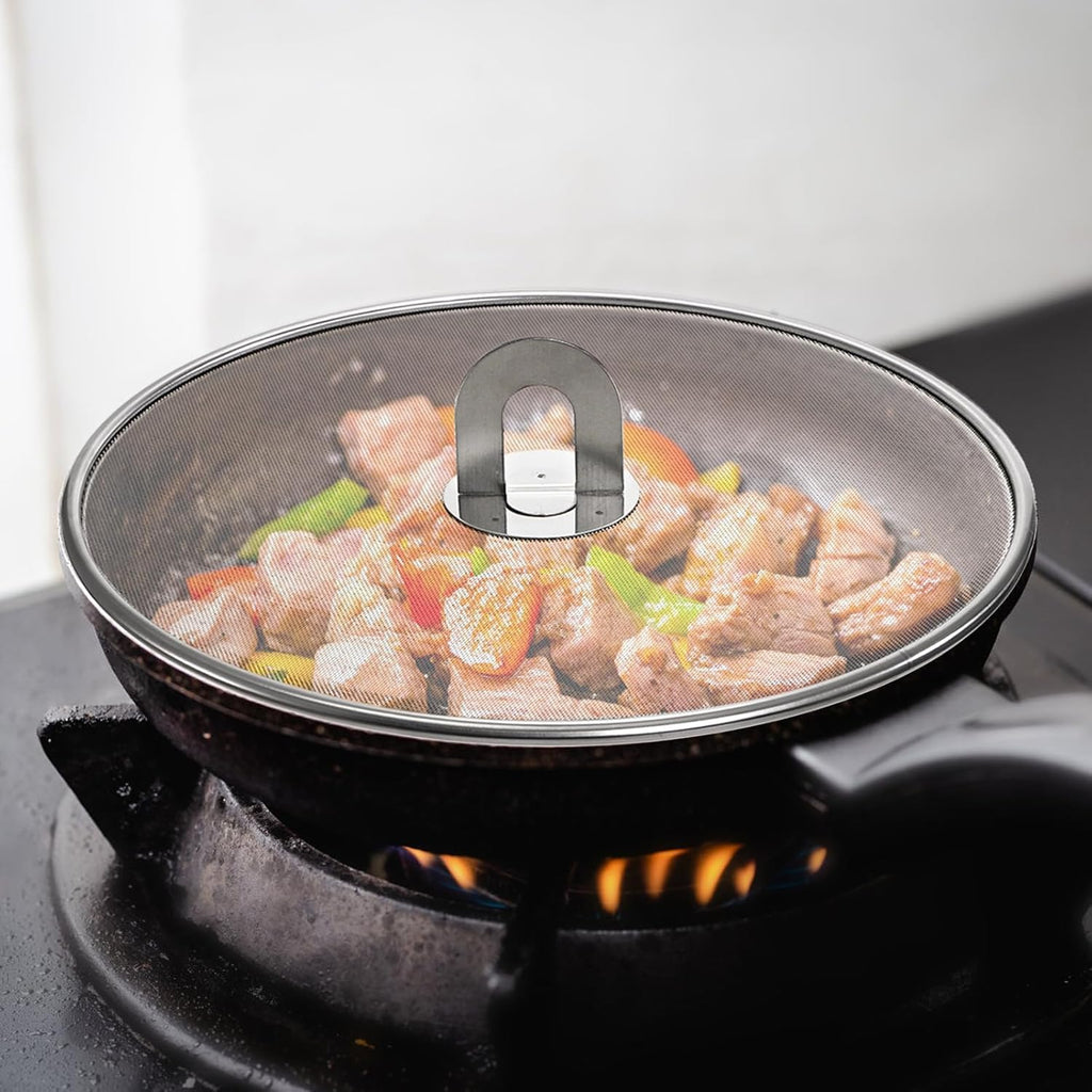 Set of 3(10", 11.5", 13") Splatter Screen for Cooking - Stainless Steel Grease Splatter Guard for Frying Pan with Foldable Knob, Dishwasher Safe