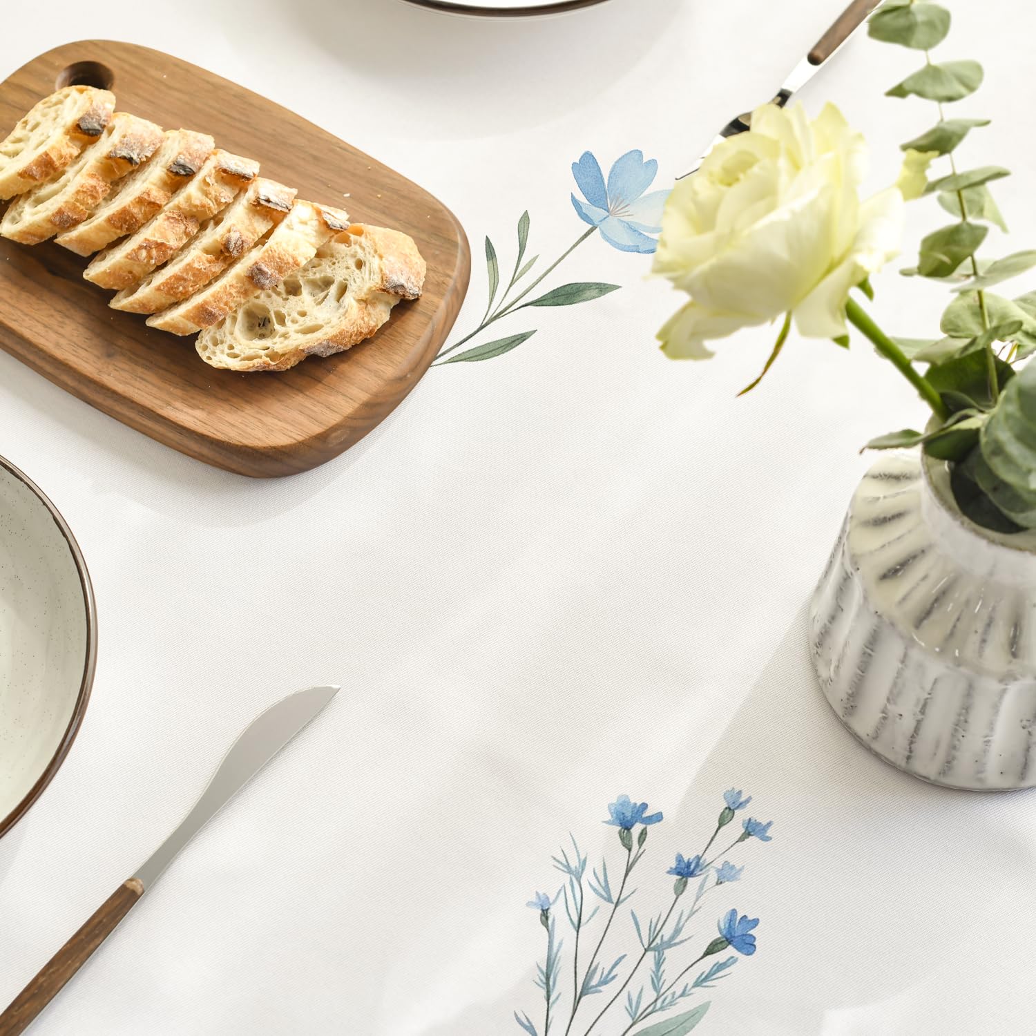 Horaldaily Spring Summer Tablecloth 60x104 Inch, Easter Watercolor Wild Flowers Blooming Floral Table Cover for Party Picnic Dinner Decor