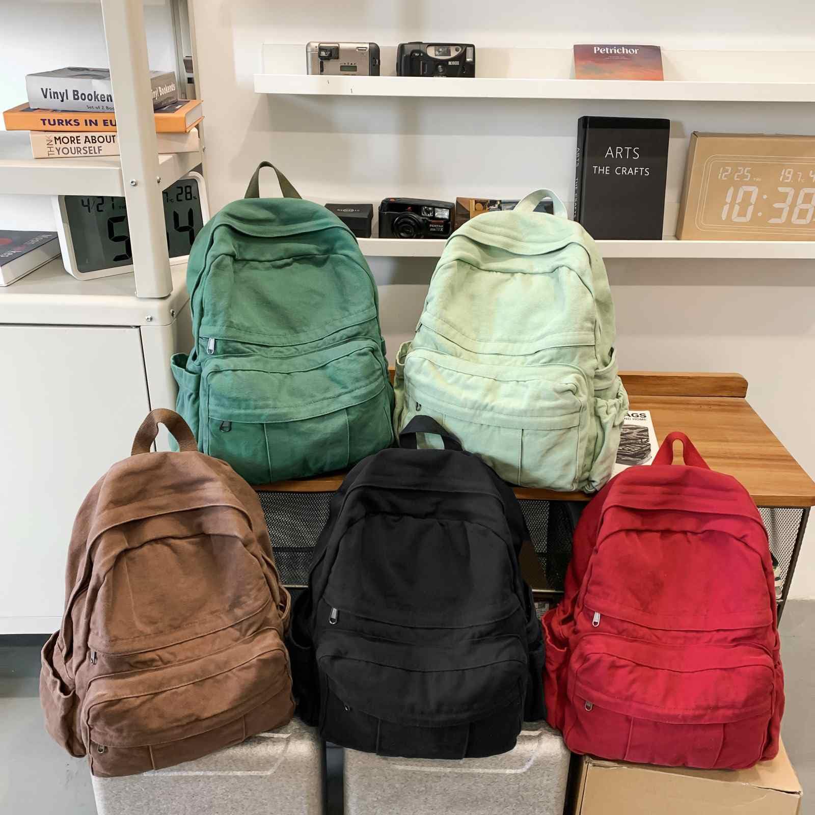 Canvas Backpack for Women Men Retro Aesthetic Rucksack Vintage Backpack for College Travel Laptop Bag