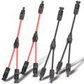 2 Pairs Solar Connectors Y Branch Parallel Adapter 10AWG 20A Y-Branch Wire Plug Tool Kit for Solar Panel(M/FF+F/MM)