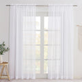 NICETOWN White Sheer Curtains 84 inches Long for Living Room, Rod Pocket Window Treatments Solid Voile Sheer Light Filtering Drapes for Bedroom (White, 2 Panels, W60 x L84)