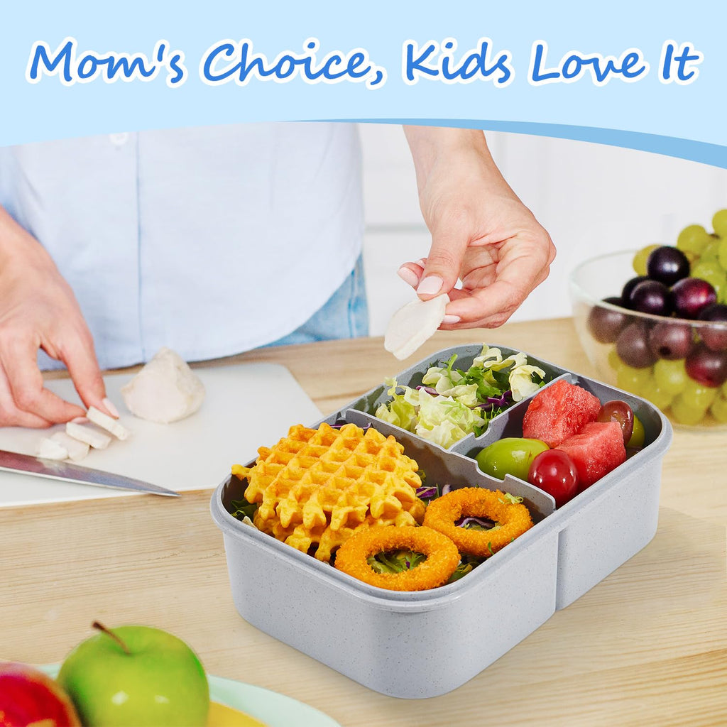 MISS BIG® Bento Box, Adult, Leak Proof Lunch Containers, No BPAs, Microwave & Dishwasher Safe, 1900ml Gray