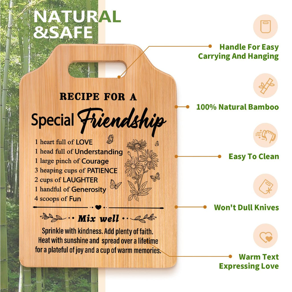 Milcier Birthday Gifts Women Friendship, Unique Bamboo Cutting Board for Best Friend, BFF, Bestie Gifts for Woman Birthday