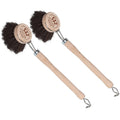 Redecker German-Made Horse Hair Bristle Dish Brush, Soft All-Purpose Scrubber for Kitchen & Household with Strong Horse Hair Bristles, 2 inch Replaceable Brush Head, Set of 2, 9-inches Long