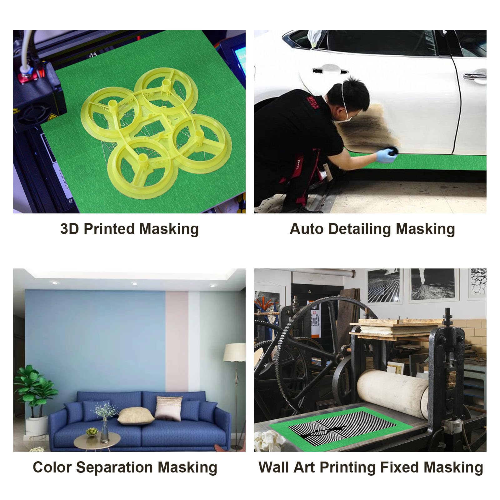 BOMEI PACK Wide Green Painters Tape 3inch x 55yds, 3D Wide Masking Tape for General Painting and Laser Cutting