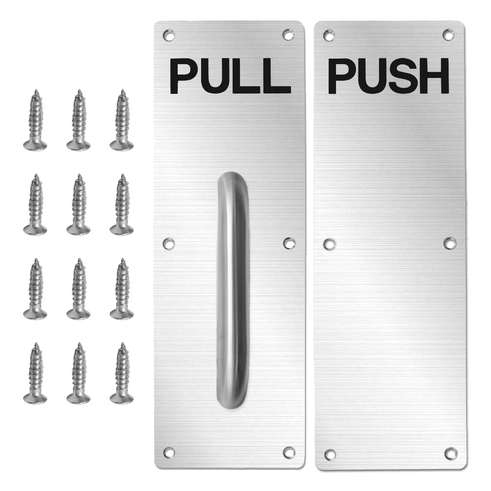 DUZFOREI Stainless Steel Door Handle, Pull and Push Plate Commercial Door Handle with Screws, 11.8" x 3.9" Door Handle