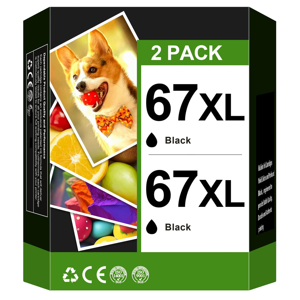 67 XL Ink Cartridges for 67XL HP67XL Black Ink Cartouche Encre for 67 Combo Pack for 67 XL for HP 67 Ink Cartridges for Envy 6000 6055 6052 6032 6075 Printer