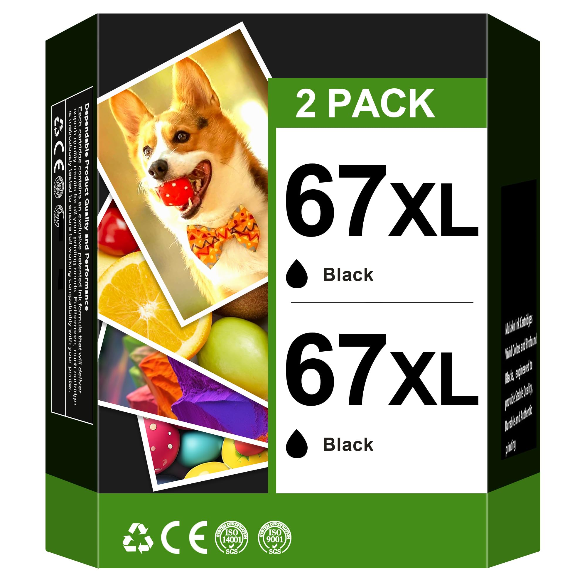 67 XL Ink Cartridges for 67XL HP67XL Black Ink Cartouche Encre for 67 Combo Pack for 67 XL for HP 67 Ink Cartridges for Envy 6000 6055 6052 6032 6075 Printer