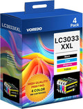 VOREDO LC3033XXL Ink Cartridges Compatible Replacement MFC-J995DW Ink Cartridges LC-3033XL LC3033 High Yield Work with MFC-J995DW MFC-J805DW MFC-J815DW Printer (4 Pack)