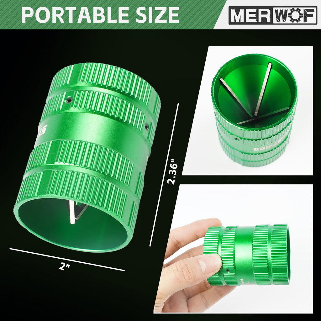 MERWOF Pipe Reamer PVC Deburring Tool, Inner & Outer Pipe Reamer for 1/4” to 1-5/8” Copper Aluminum PVC PPR Pipes