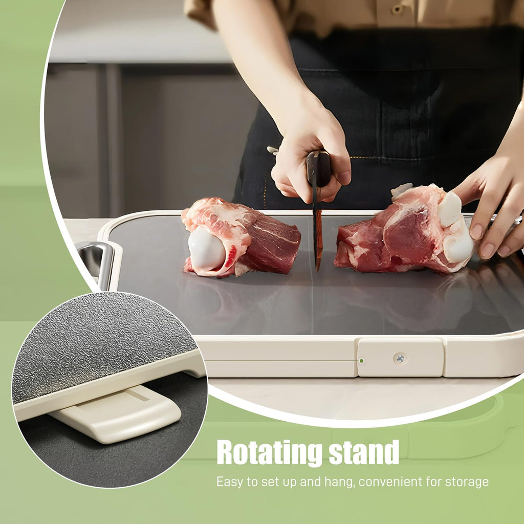 Titanium Cutting Board for Kitchen Double Sided Chopping Board, 100% Pure Titanium & Wheat Straw PP Food Grade Metal Cutting Board, Stain-Resistant Durable Easy to Clean (Large)