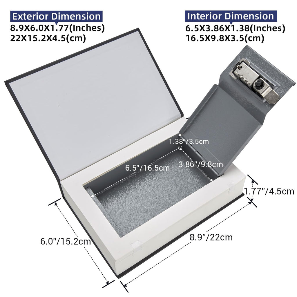 Diversion Book Safe with Real Pages, Ohuhu Combination Book Lock Box Money Safe for Cash, Secret Hidden Storage Faux Dictionary Book Box Disguised Safe for Home Office