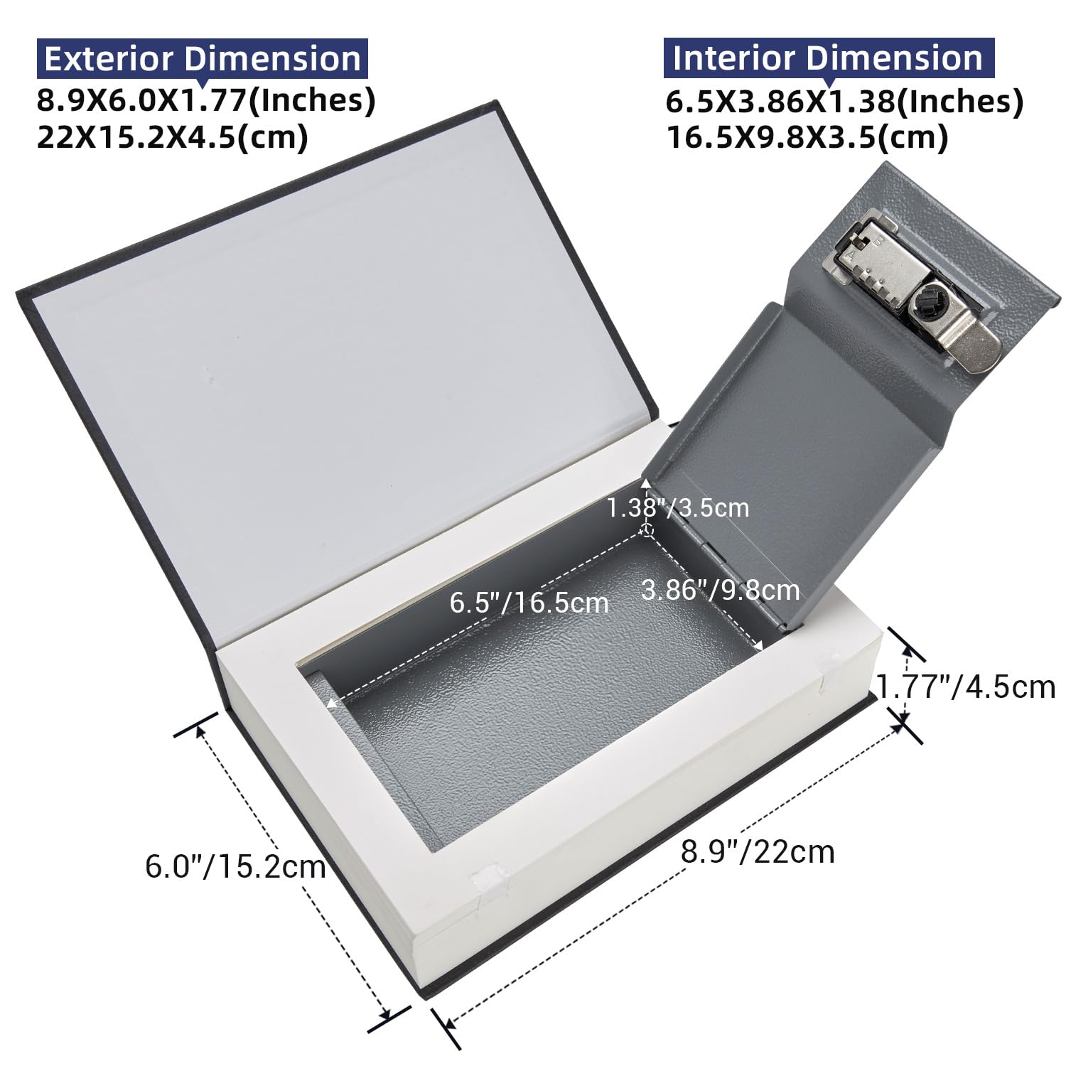 Diversion Book Safe with Real Pages, Ohuhu Combination Book Lock Box Money Safe for Cash, Secret Hidden Storage Faux Dictionary Book Box Disguised Safe for Home Office