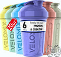 VELOMIX -6 PACK- 20 OZ Protein Shaker Bottles for Protein Mixes, Shaker Cups for Protein Shakes, Small Shaker Bottle Pack, Shaker Cup, Shaker Bottle Cups, Shakers for Protein Shakes