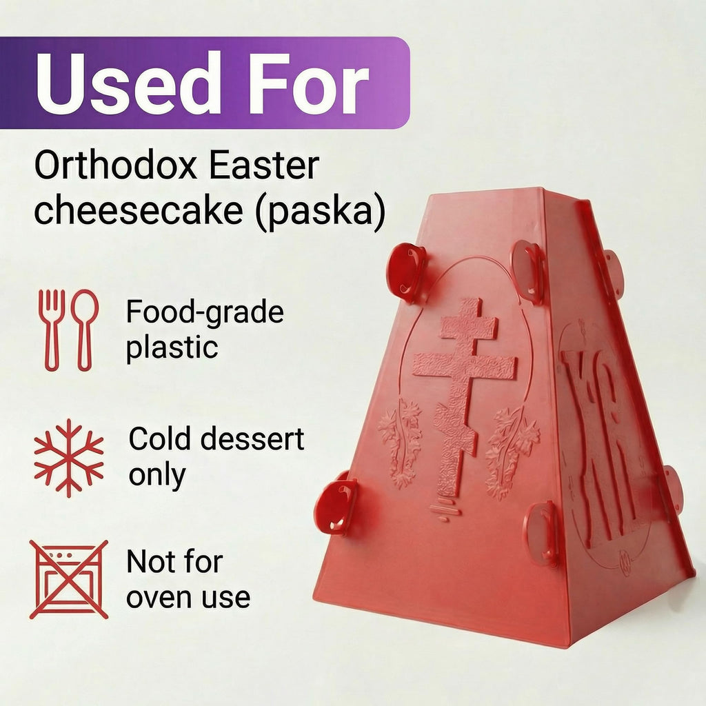 1KG Russian Orthodox Easter Paska Pascha Paskha Xb Cheese Tvorog Mold | Kulich Pasha Mold for Making Easter Pie in Orthodox Easter Day (red)