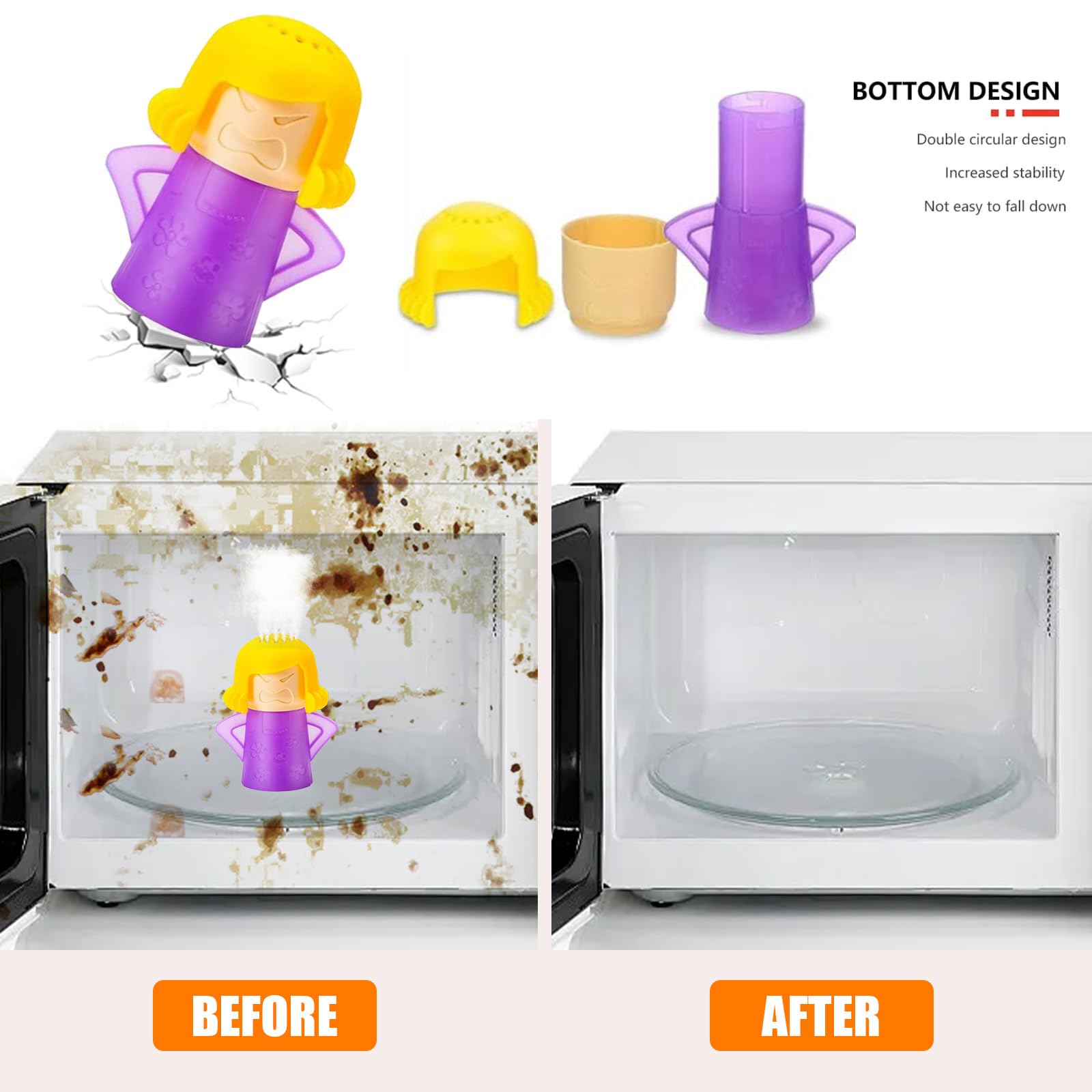 YIQXKOUY 4 Pack Angry Mom Microwave Cleaner Microwave Oven Steam Cleaner Doll Use Water and Vinegar High Temperature Cleaning Kitchen Cleaning Tool for Home and Office
