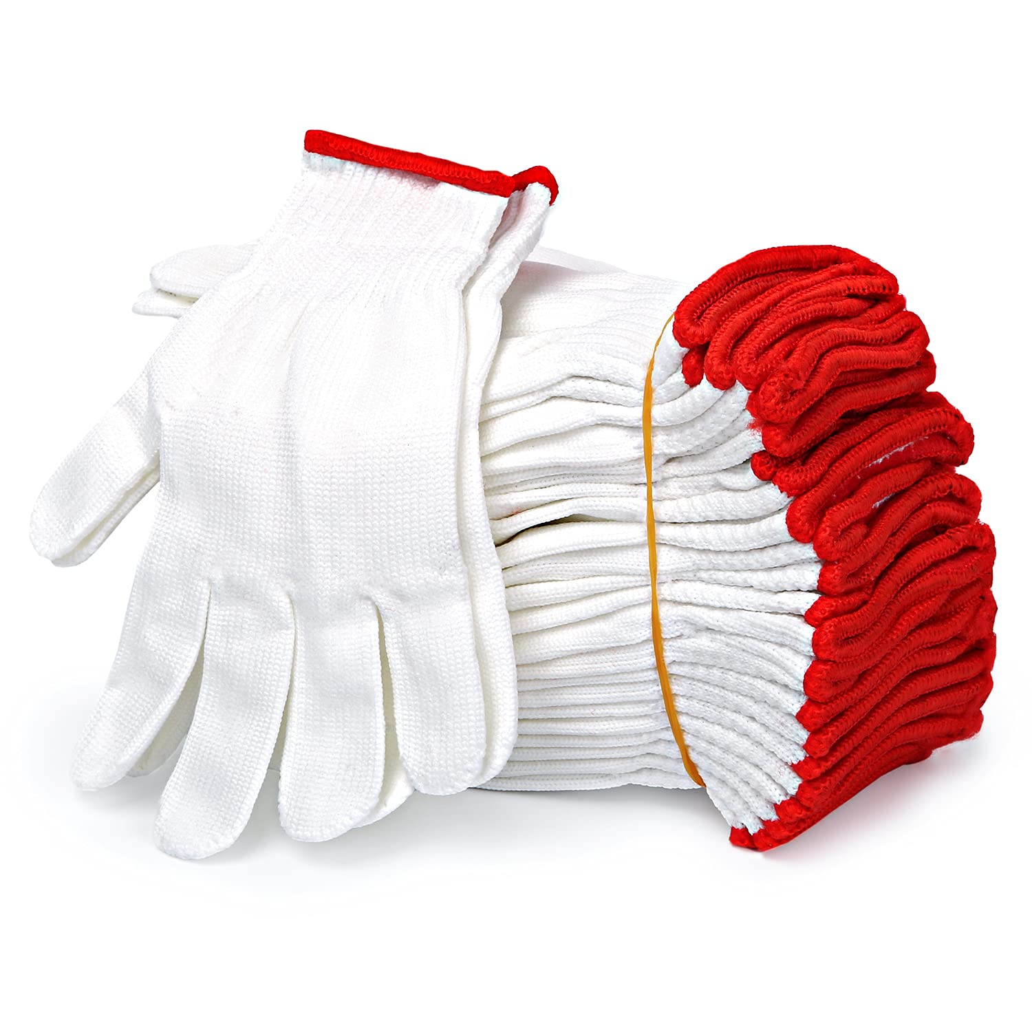 Apauls 12 Pairs Cotton Work Gloves, Safety Protection Gloves for Painter Mechanic Industrial Warehouse Gardening Construction BBQ, Breathable Thicker Work Gloves for Men & Women