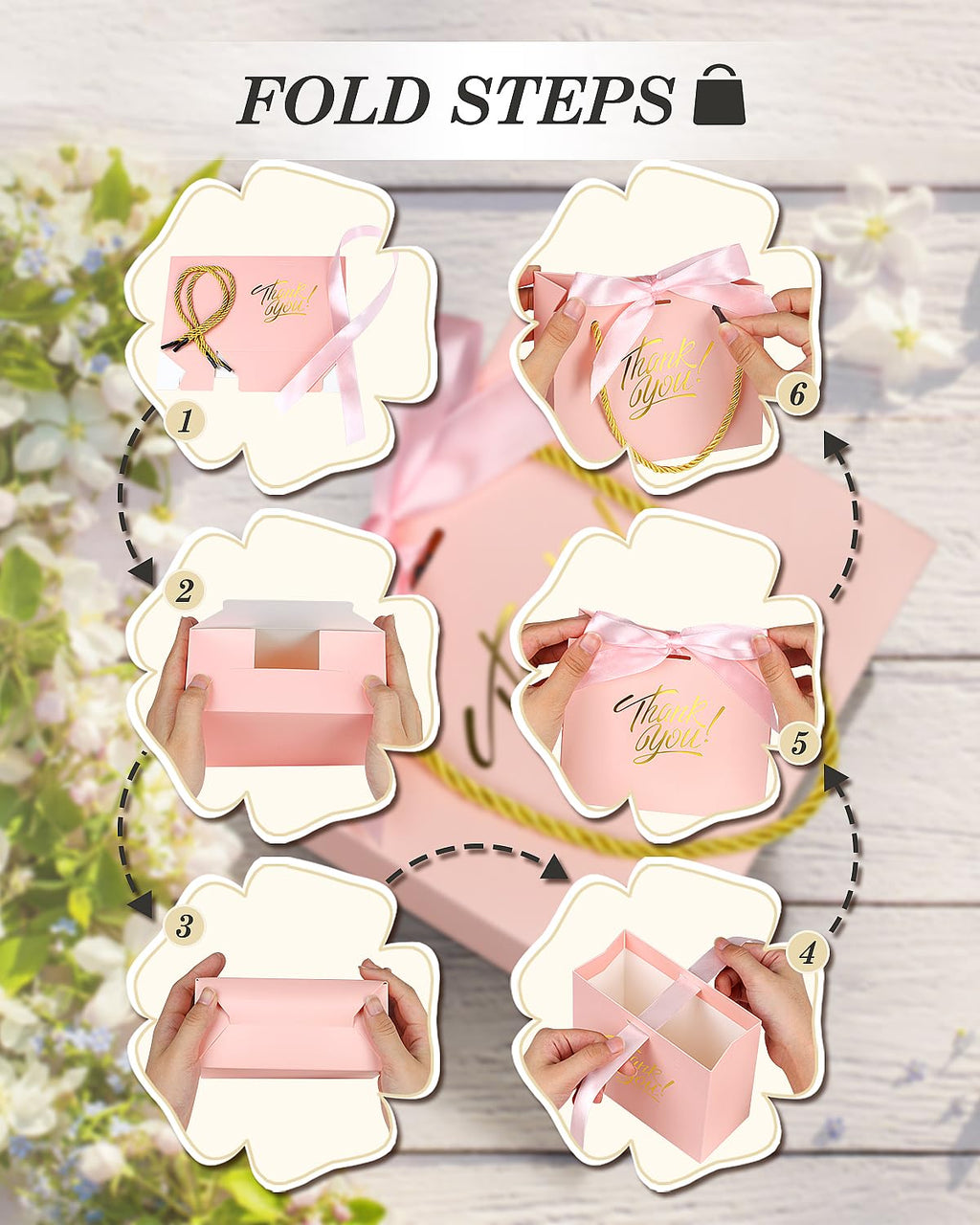 EQOREIIN 30 Pack Thank You Gift Bags with Handles 5.5 x 2.4 x 4.7 Inches Small Gift Bags with Bow Ribbon Party Favor Bags Paper Gift Bags Bulk for Baby Shower, Wedding, Party Favor, Birthday, Celebration(Pink)