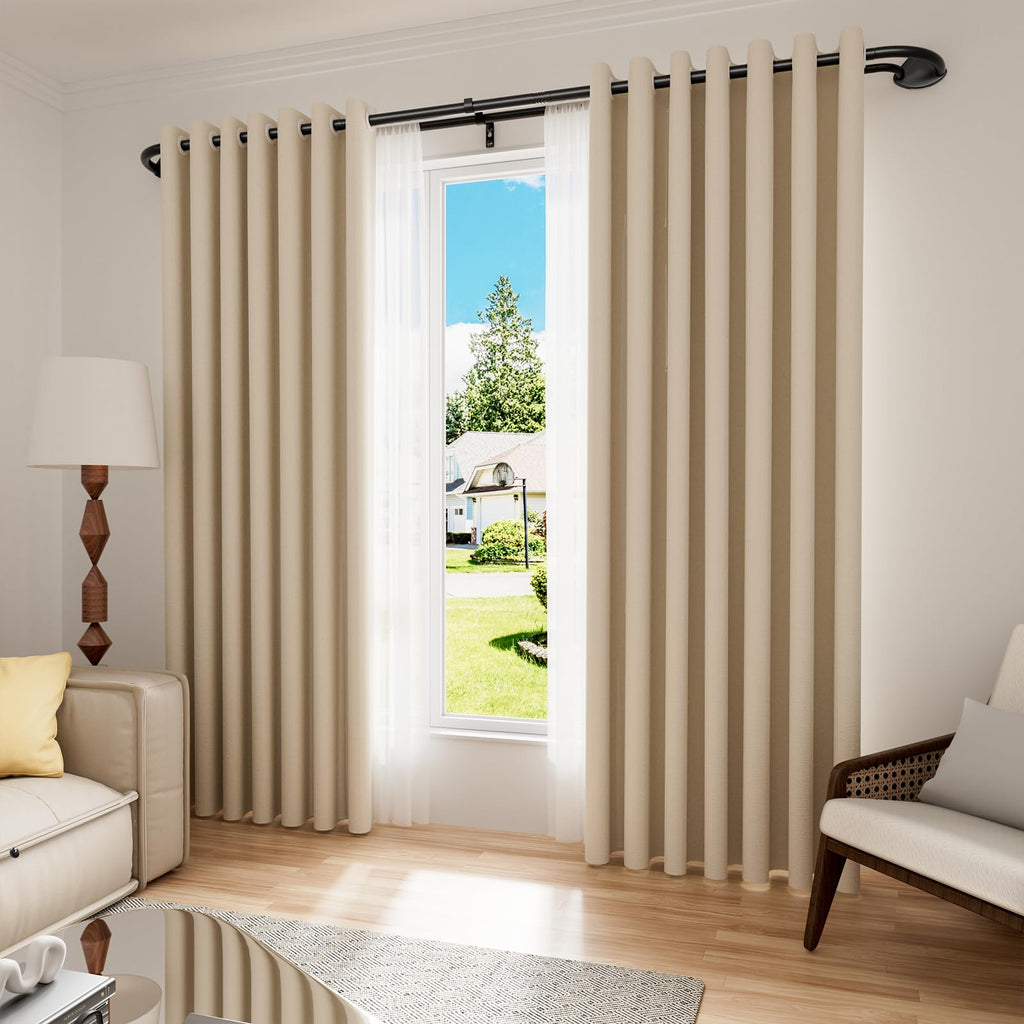 PeSenp Double Curtain Rods 48 to 84 Inch, 3/4 Inch Blackout Adjustable Curtain Rod with Innovative Snap-Fit Finials, Decorative Drapery Rod for Windows (Window Size: 24-86 Inch)