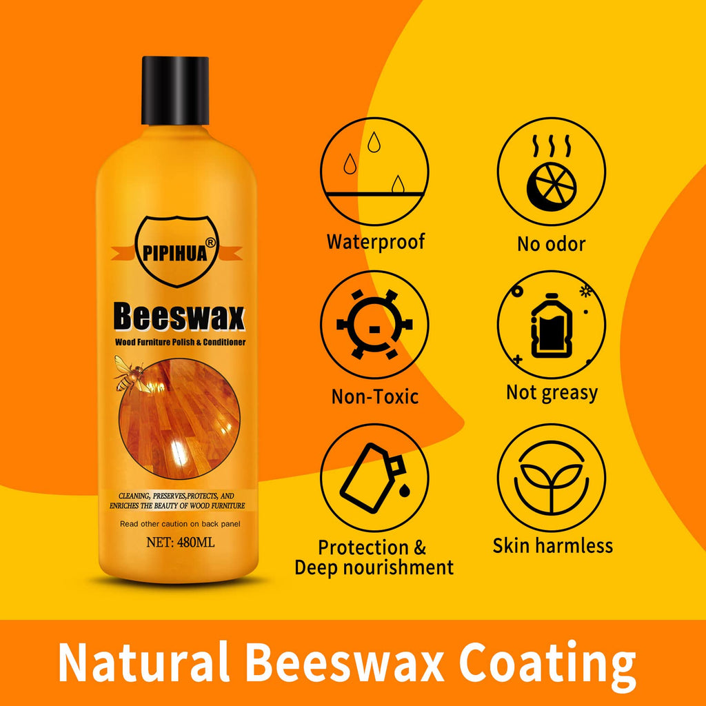 PIPIHUA Beeswax Furniture Polish Wood, Natural Wood Oil Colourless for Furniture Care & Protection for Interior and Exterior 480ml
