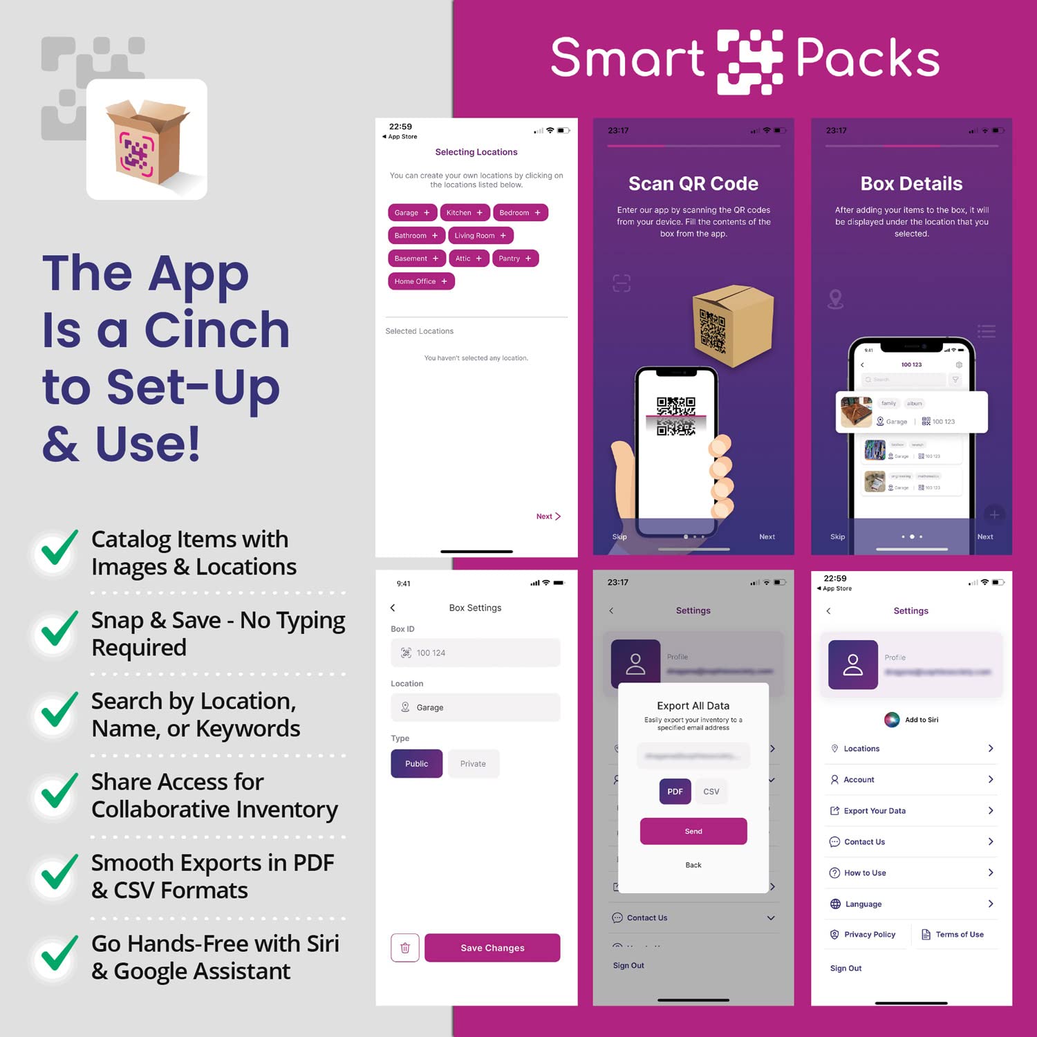 SmartPacks QR Code Stickers | 48 Premium Smart Labels with App | Advanced Pack and Track Labels with QR Code for Inventory, Storage, Moving