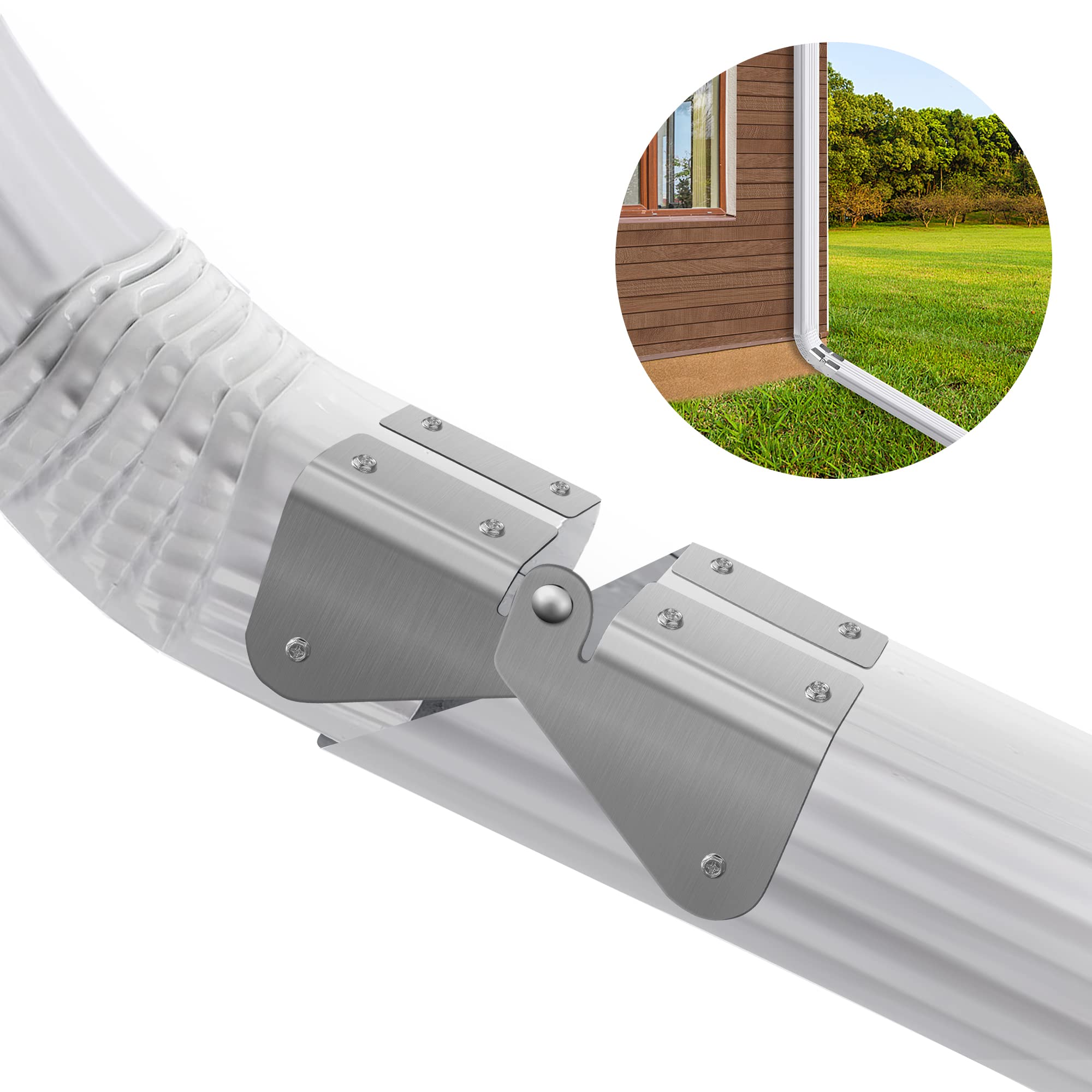 4Pcs Gutter Extension Hinge, Downspout Extension Flip-Up Hinge, Easy DIY Installation on Any Size Rectangle or Square Downspout (4)
