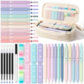 Four Candies 39 PCS Cute Stationery Set with Pencil Case, School Supplies with 5 Gel Pens & 6 Mechanical Pencils & 12 Highlighters, Essentials for College Students & Teen Girls/Boys (Cream)