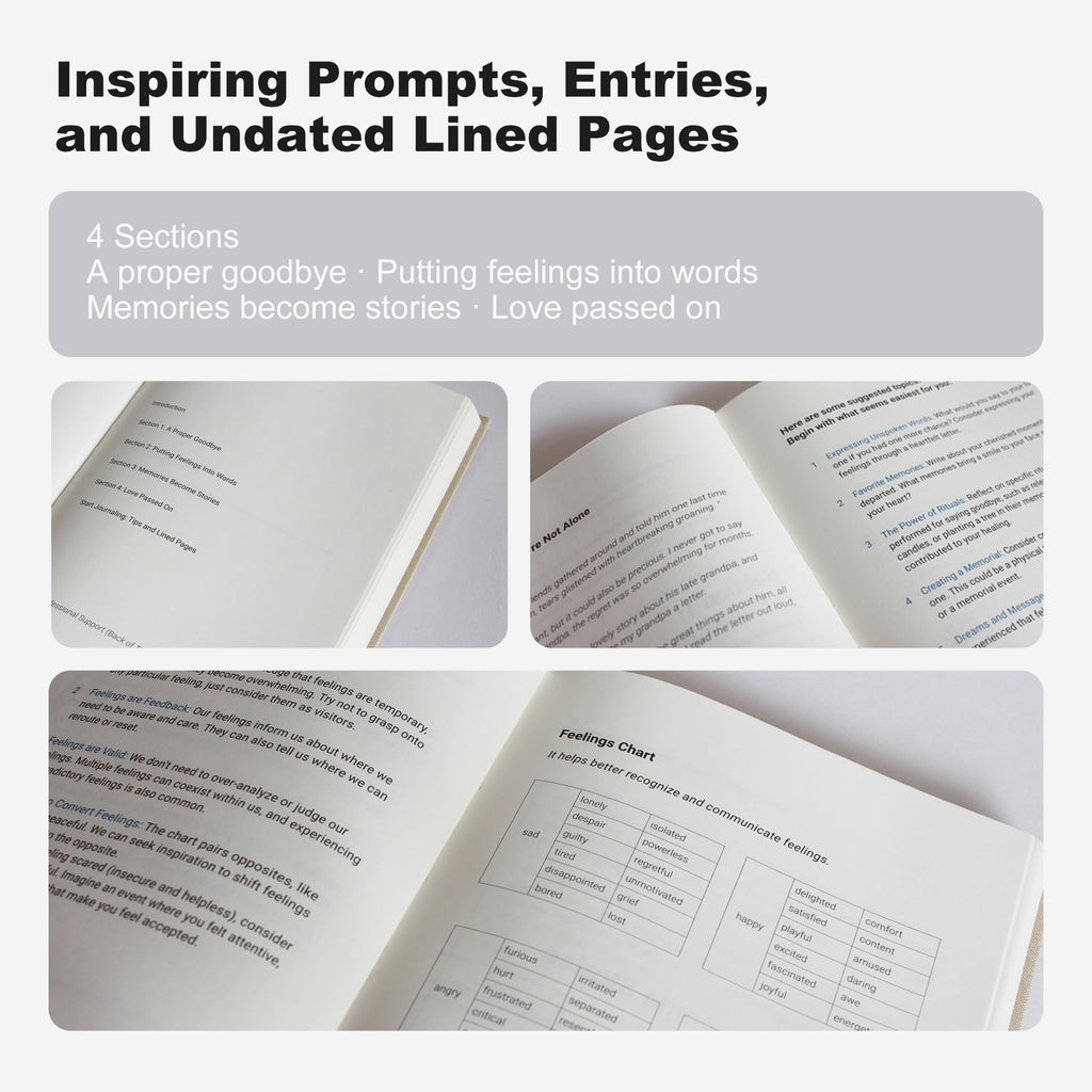 WOOWA Guided Grief Journal for Navigating Loss. Memorial, Sympathy Gifts for Loss of Loved One. Bereavement, Cardinal, Remembrance, Sorry For Your Loss Gifts. Grief Journal with 4 Sections of Prompts.