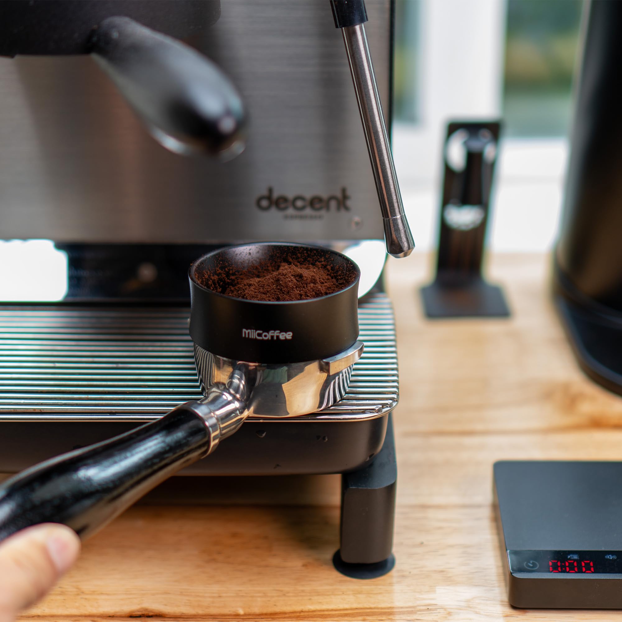 MiiCoffee 58mm Magnetic Aluminum Dosing Funnel - Espresso Coffee Dosing Ring - with 9 Magnetized Steel Compatible with 58mm Portafilter (Tall)