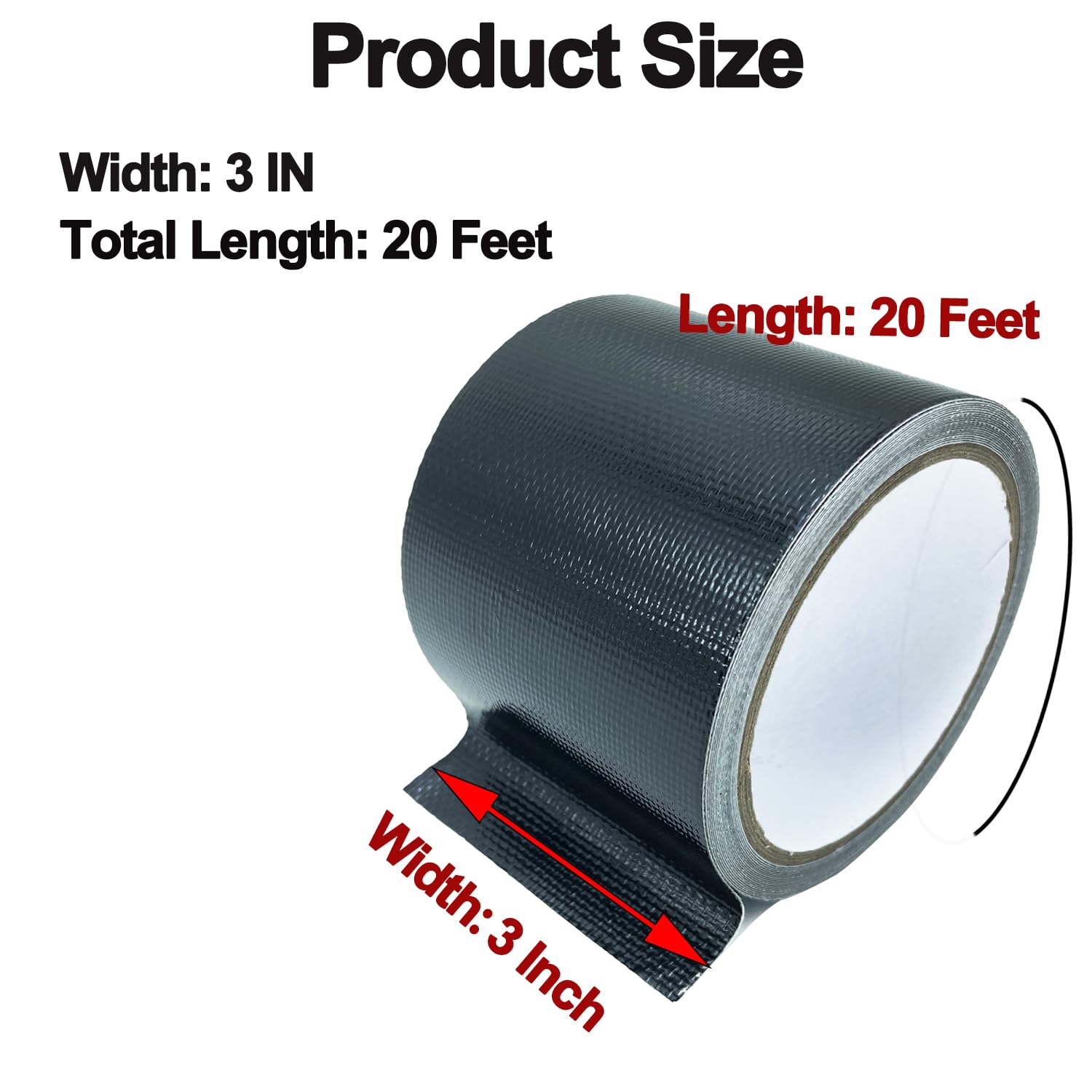 KAIHENG Awning Repair Tape Waterproof, Heavy Duty Repair Tape for Tarp, Canvas, Tent, Boat Covers, Canopy, Sail Tape, Tent Repair Kit, UVproof, 3IN X 20FT Black