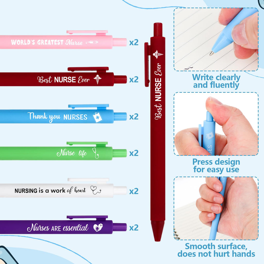 12 Pcs Nurse Graduation Gift Set Inspirational Spiral Notebooks Motivational Ballpoint Pens Bulk Nurse New Job Gifts Healthcare Worker Appreciation Present for Nursing Student Graduate