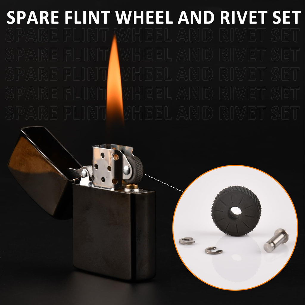 Universal Lighter Replacement Repair Kit Pack for Petrol Gas Fluid Lighter (Flint, Spring & Base Plate, Flint Wheel, Cotton, Wick and Felt Pad)
