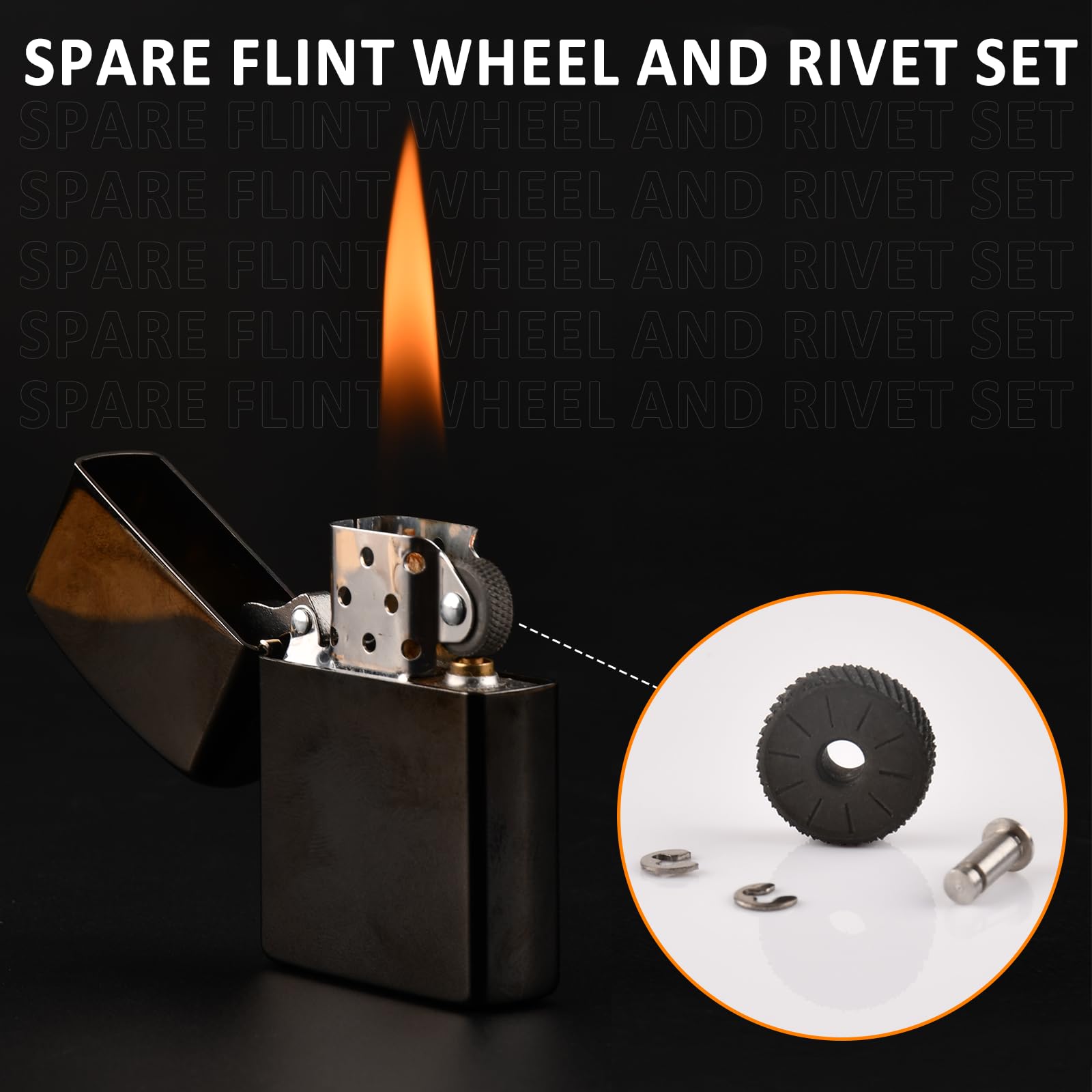 Universal Lighter Replacement Repair Kit Pack for Petrol Gas Fluid Lighter (Flint, Spring & Base Plate, Flint Wheel, Cotton, Wick and Felt Pad)