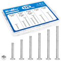125Pcs Cabinet Pulls Knobs Screws, M4 Machine Screws Assortment Kit, M4x25/30/35/40/45/50mm, Metal Phillips Machine Screws with Pan Washer Head for Drawer, Cupboard, Closet Handle Installation