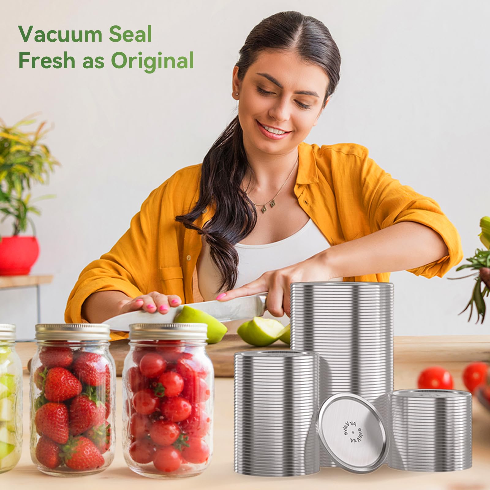 Mason Jar Lids 48 Pack: 24 Wide Mouth + 24 Regular Mouth Canning Lids, Vacuum Seal Food-Grade Canning Supplies Compatible with Electric Vacuum Sealers