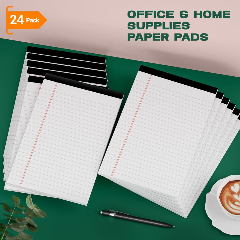 24 Pack Legal Pads 5x8 Notepads, Small Note Pads, Writing Pads Lined Paper, College Ruled Perforated Memo Pad, White Note Pads 5x8 Notepad, 30 Sheets Per Pad, 5x8 Legal Pad for Office/School/Home