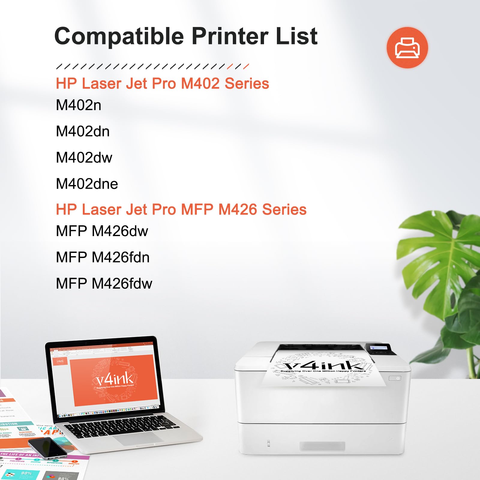 V4INK 1PK Compatible 26X Toner Cartridge Replacement for HP 26X CF226X Toner High Yield Black Ink for HP Pro M402n M402dn M402dne M402dw MFP M426fdw M426fdn M426dw M402 M426 Printer