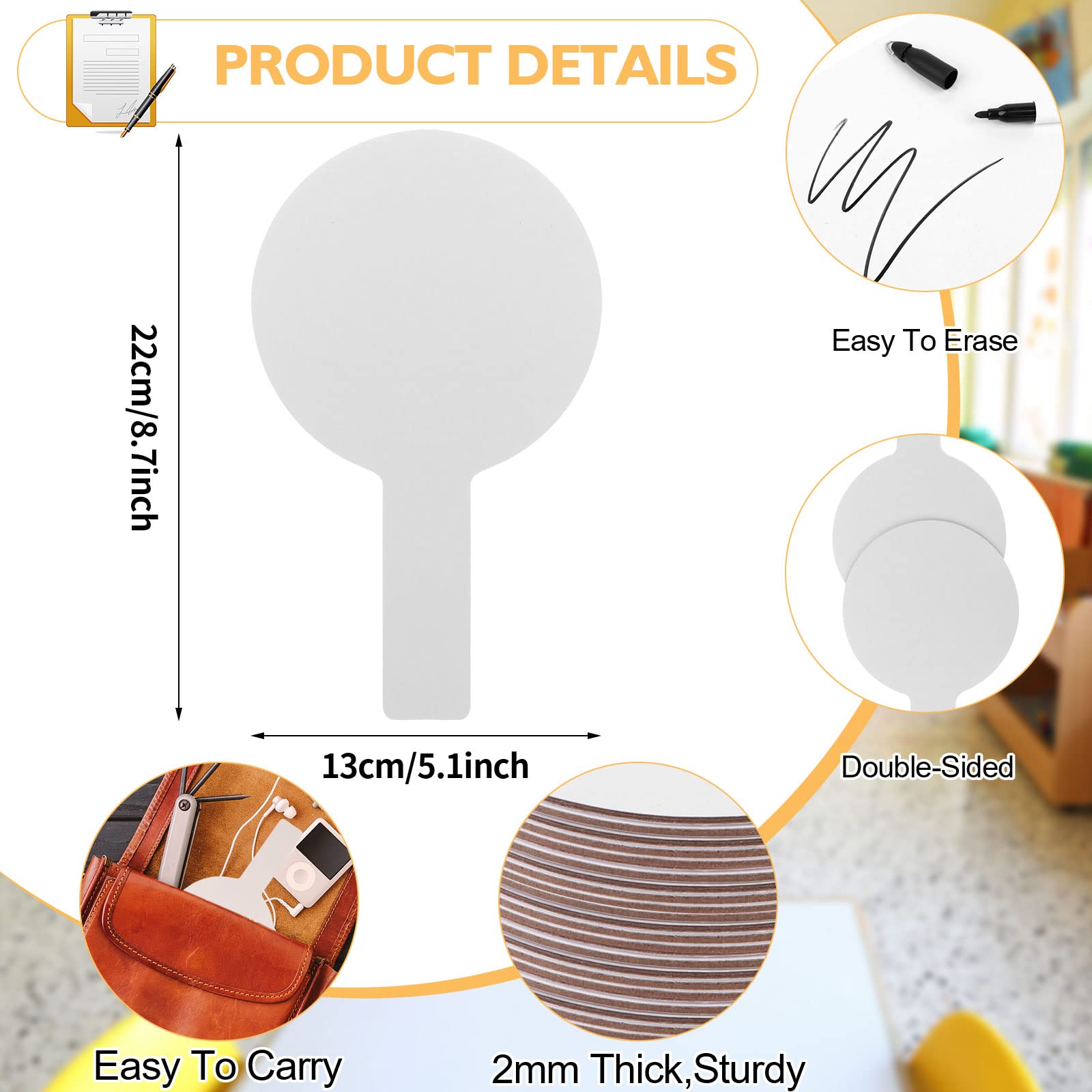 25 Pieces Dry Erase Answer Paddles Handheld Double Sided Paddles Mini White Boards Small White Board Dry Erase Signs Auction Paddles for Learners Teacher Home Group Activities Voting Sessions