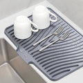 TIKNIK Silicone Dish Drying Mat for Kitchen Counter, Dish Drying Pad, Non-Slip Drain Pad with Built-in Drain, Heat Resistant Stone Drying Mat (16" x 12" / 40 x 30cm, Grey)