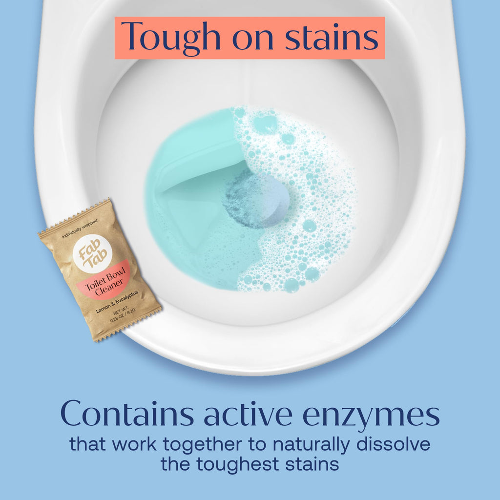 FabTab Toilet Bowl Cleaning Tablets, Lemon & Eucalyptus Scent, 12 Count
