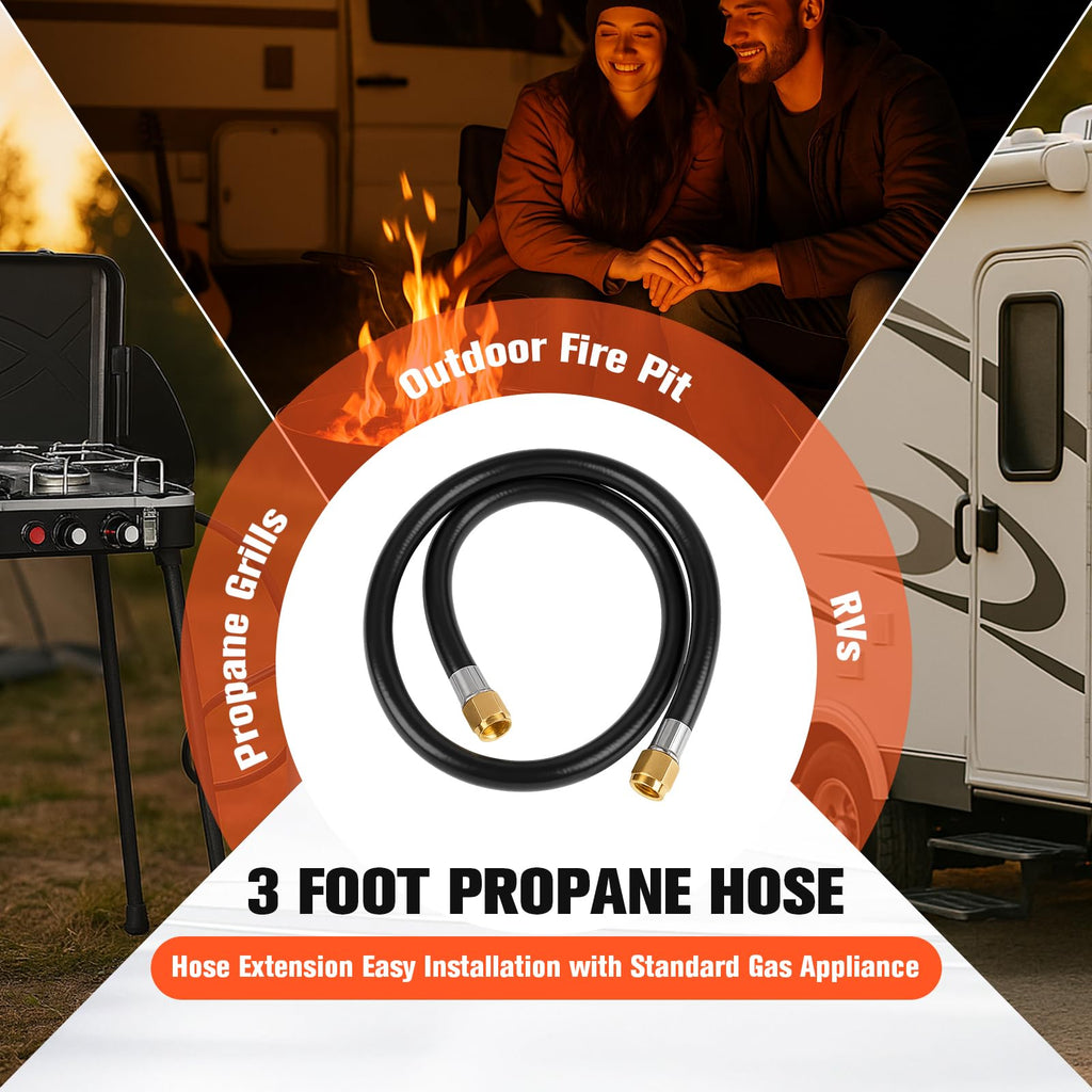 Wadoy RV Propane Hose Connector Assembly 3 Foot - 3/8" Female Flare x 3/8" Female Flare Quick Connect Hose 59913