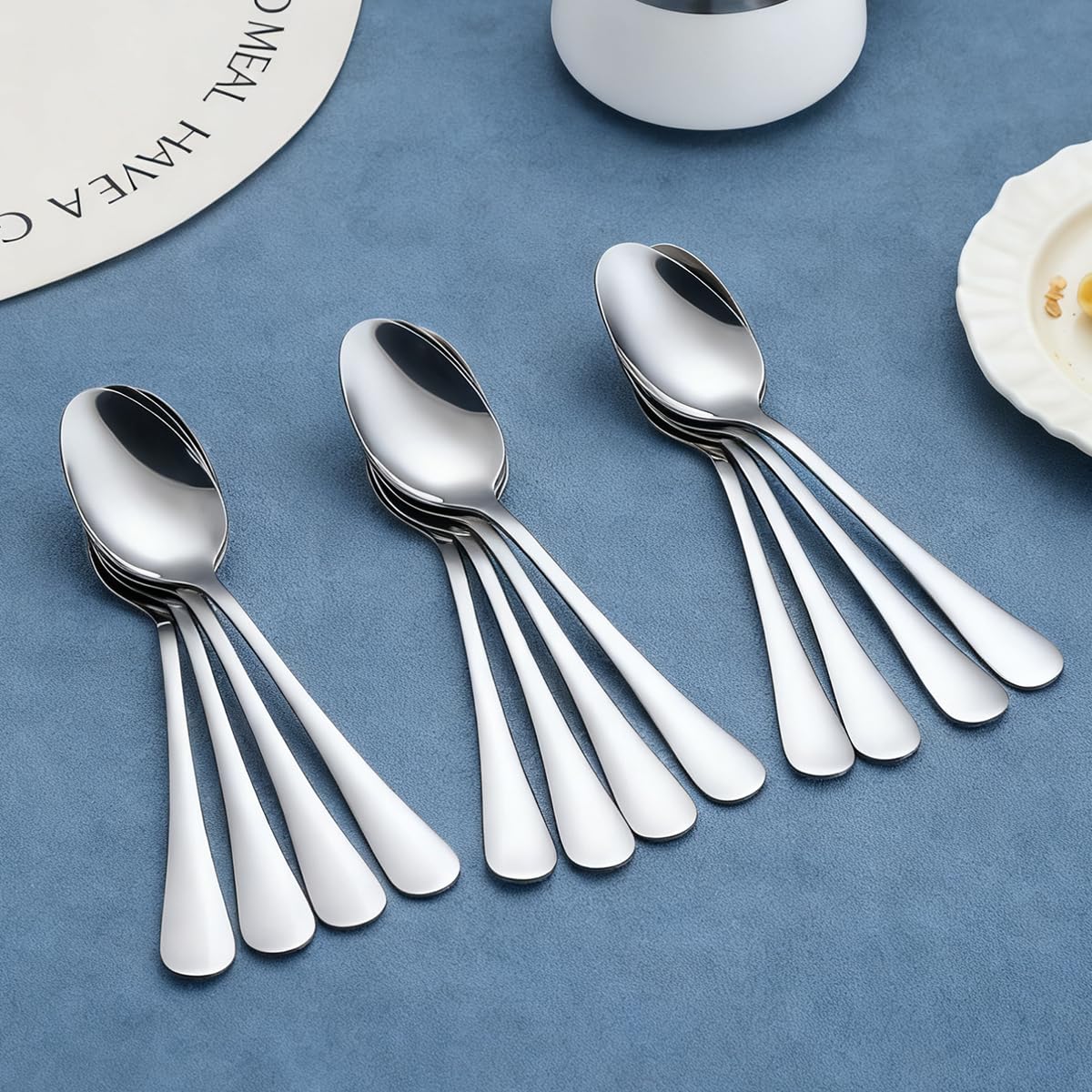 Berglander Dinner Spoons Set 24pcs, 18.7cm Food Grade Stainless Steel Silverware Soup Spoon Tablespoon for Home, Hotels or Restaurant Mirror Polished, Dishwasher Safe