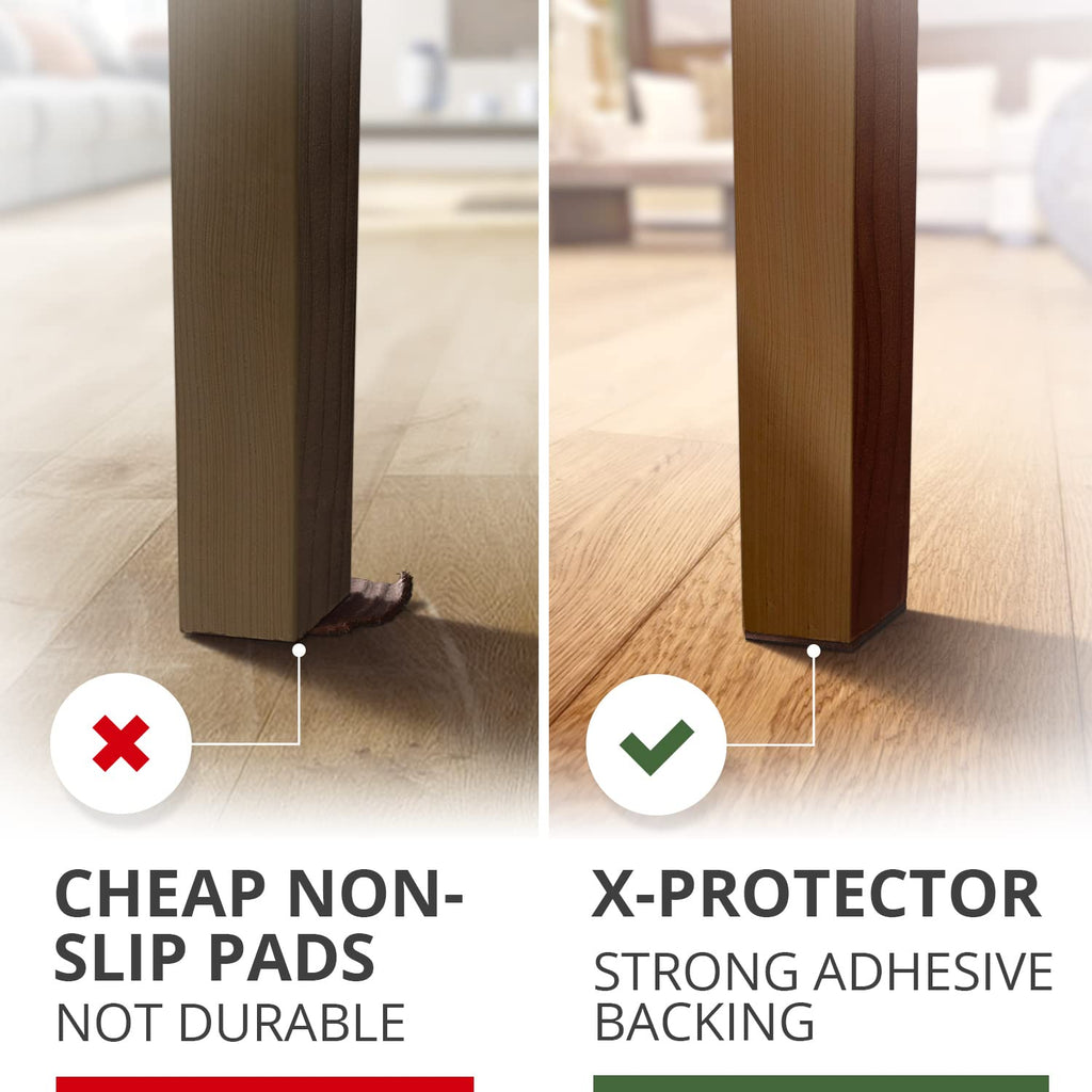 Non Slip Furniture Pads X-PROTECTOR - 32 pcs 1” Round + 16 pcs 2" Square Furniture Grippers! Rubber Feet Hardwood Floor Protectors for Furniture Legs - Couch Stoppers - Keep Furniture in Place!